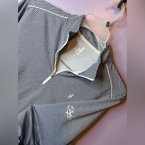 Johnnie-O Striped Quarter Zip Pullover Men M Blue Golf Performance Top Stryker
